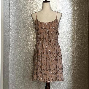 Staring at Stars Blush Dress with Silver Sequins, Size L, Adjustable Straps.